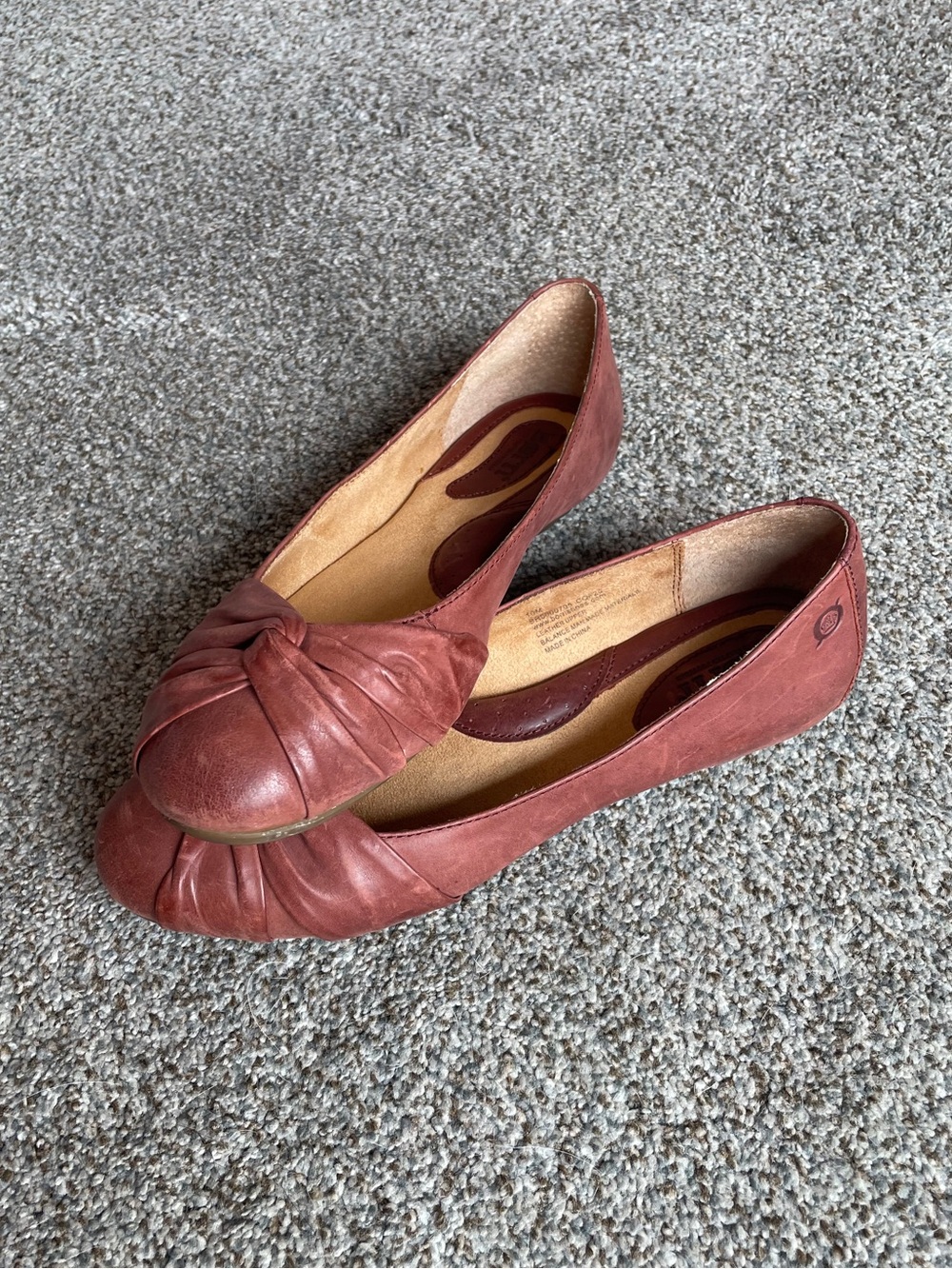 Born Lilly Twist Knot Top Ballet Flats Loafer Shoes sz. 10 red leather round toe